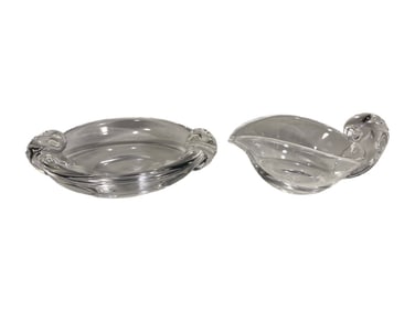 Steuben Swan Form Crystal Bowls 2pc LOT SIGNED