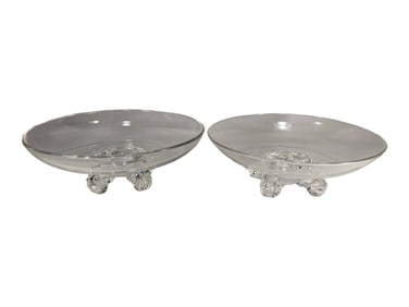 Steuben Crystal Scroll-Footed Low Bowls 2pc LOT