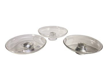 Steuben Clear Crystal Footed Dishes 3pc Lot SIGNED