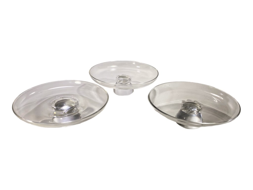 Steuben Clear Crystal Footed Dishes 3pc Lot SIGNED (1 of 7)