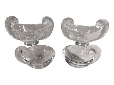 Steuben Group Curled Scroll Crystal Bowls 4pc LOT