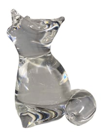 Steuben Clear Crystal Fox Figurine by Lloyd Atkins