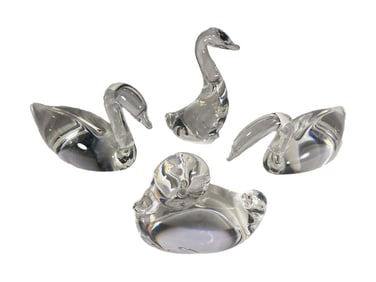 Steuben Crystal Art Glass Bird Figurines 4pc LOT