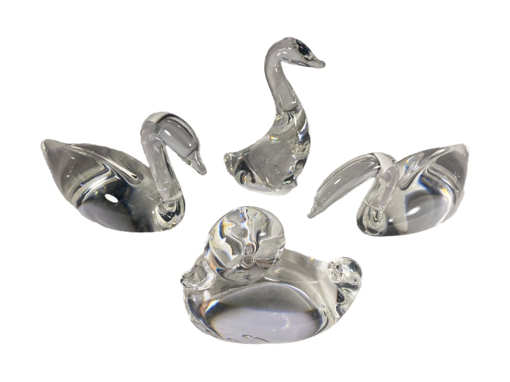 Steuben Crystal Art Glass Bird Figurines 4pc LOT (1 of 8)