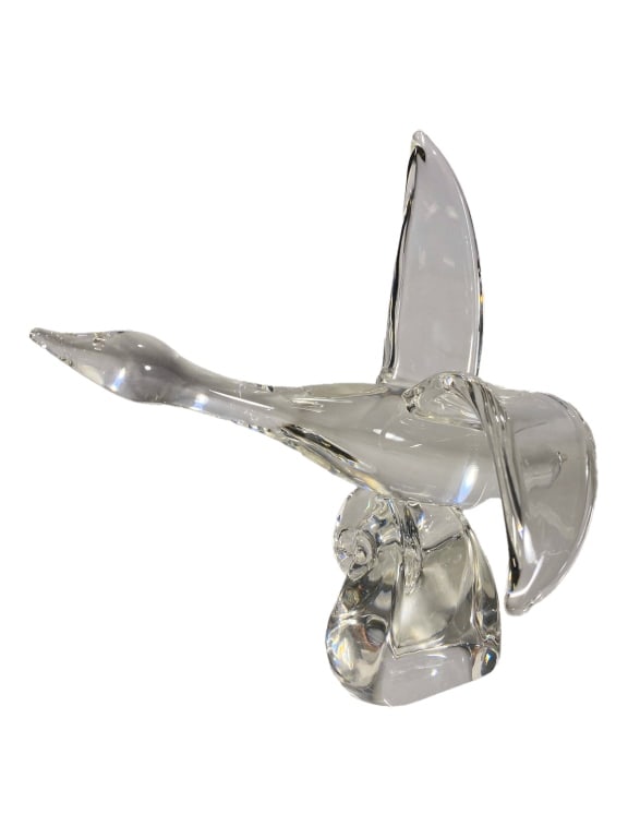 Steuben Crystal Flying Goose Sculpture SIGNED (1 of 5)