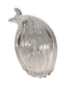 Steuben Clear Crystal Art Glass Quail Sculpture