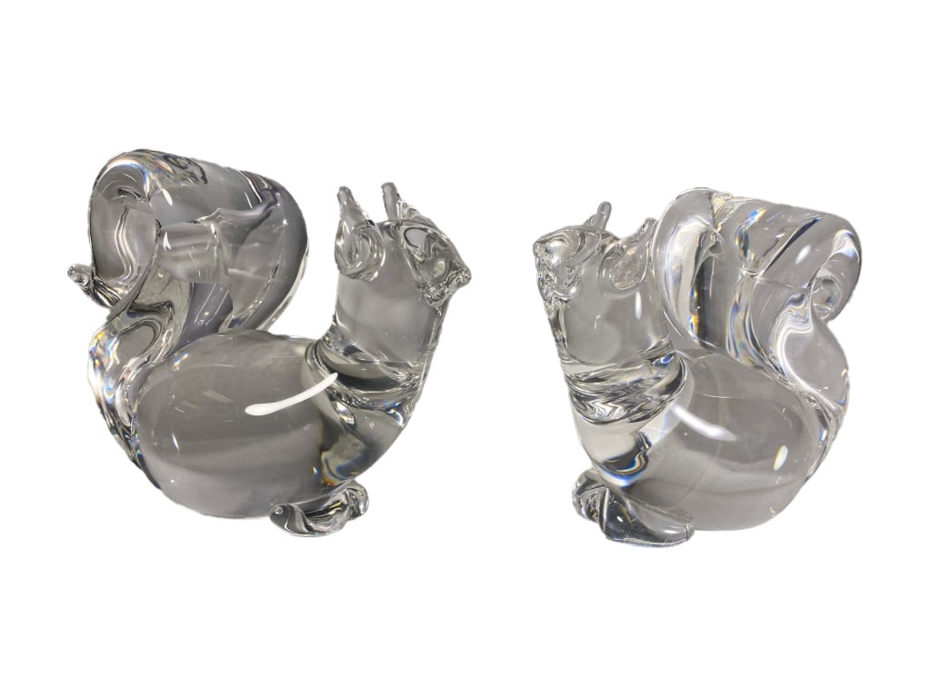 Steuben Crystal Pair Stylized Squirrel Figurines (1 of 7)