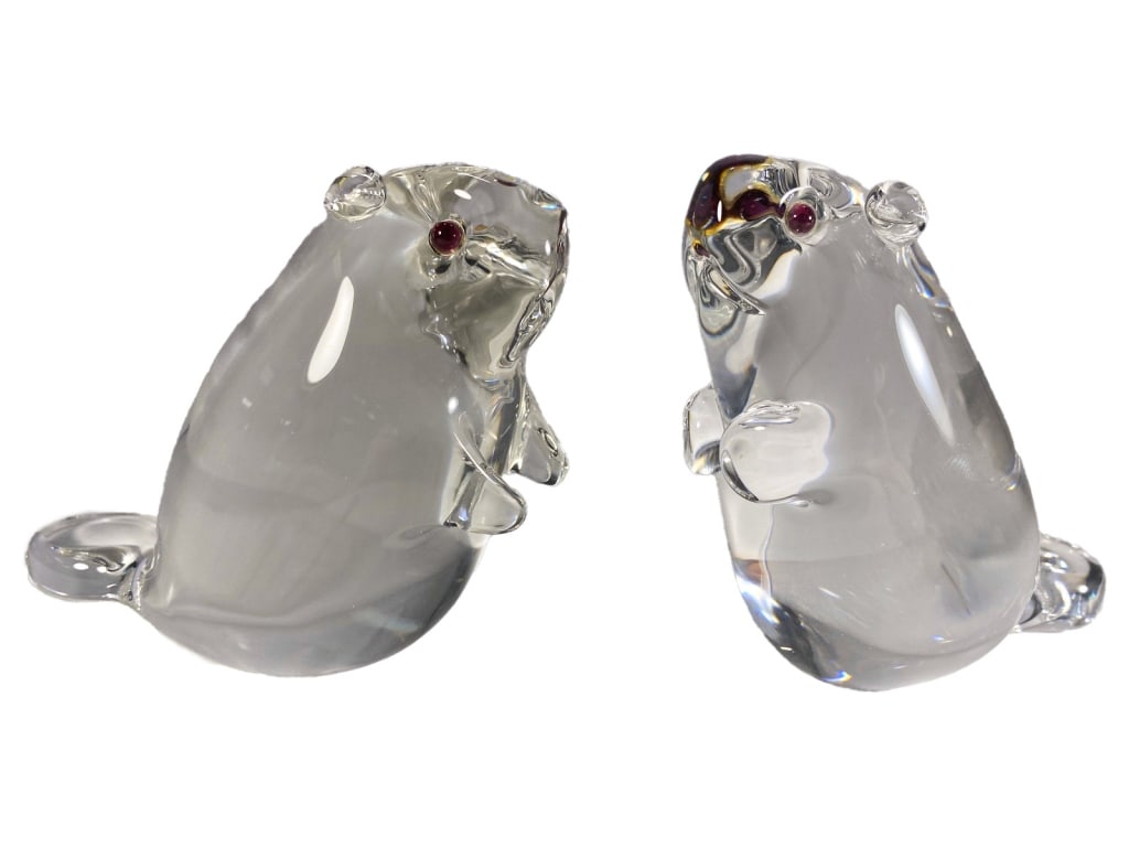 Steuben Crystal Art Glass Beaver Figurines 2pc LOT (1 of 7)