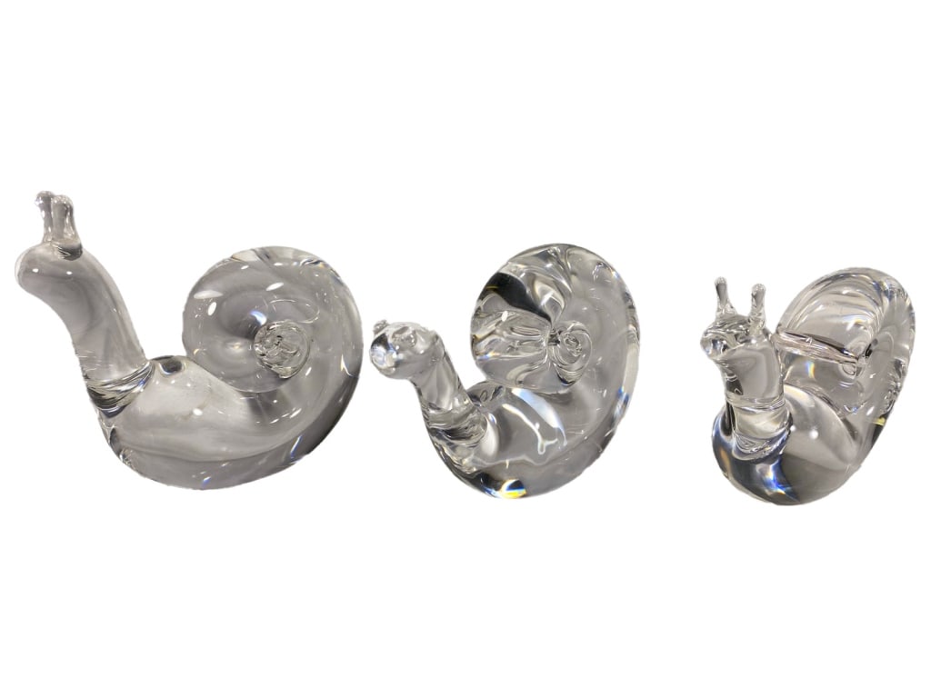 Steuben Crystal Art Glass Snail Figurines 3pc LOT (1 of 7)