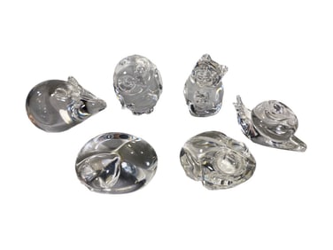 Steuben Clear Crystal Animal Figurines 6pc LOT