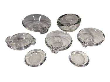 Steuben & Johansfors Crystal Ashtray Group 7pc LOT