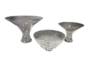 Steuben Crystal Art Glass Bouquet Vases 3pc LOT