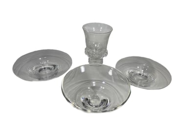 Steuben Crystal Art Glass Bowls & Vase 4pc LOT