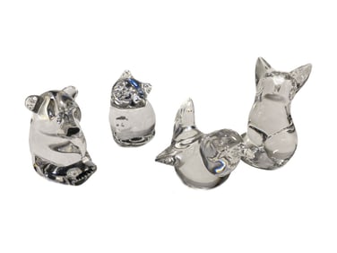 Steuben Crystal Art Glass Animal Figurines 4pc LOT
