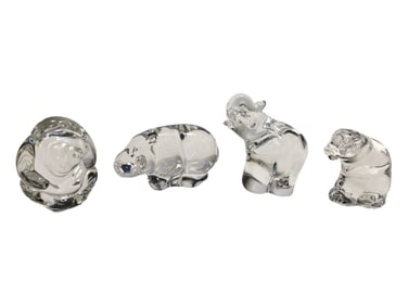 Steuben Crystal Art Glass Animal Figurines 4pc LOT