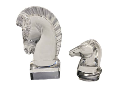 Steuben Crystal Equestrian Horse Figurines 2pc LOT