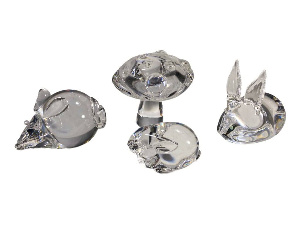 Steuben Crystal Art Glass Animals & Mushroom 4pcs (1 of 8)