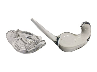 Steuben Clear Crystal Bird Figurines 2pc LOT