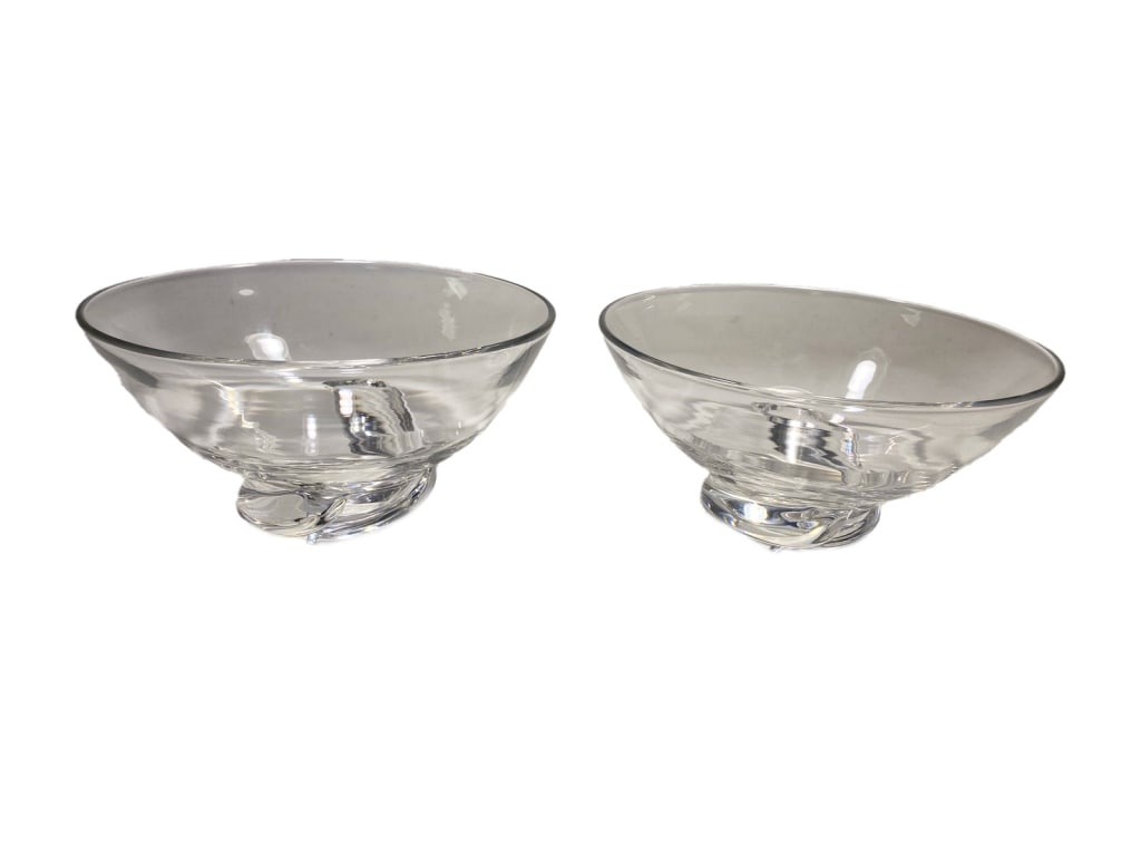 Steuben Crystal Spiral Footed Bowls 2pc LOT SIGNED (1 of 6)
