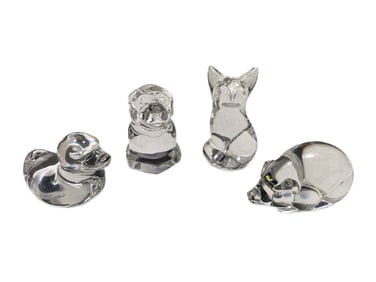 Steuben Clear Crystal Animal Figurines 4pc LOT
