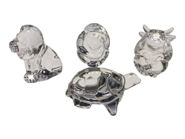 Steuben Crystal Hand Cooler Animal Figures 4pcs