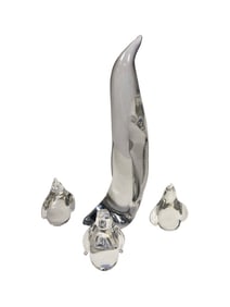Steuben Crystal Art Glass Penguin Figurines 4pcs