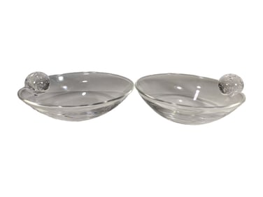 Steuben Pr of Clear Crystal Oval Bubble Orb Bowls