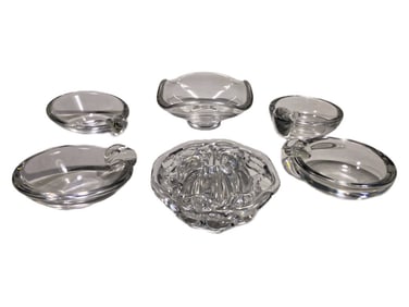 Steuben Crystal Bowls & Ashtrays 6pc LOT SIGNED