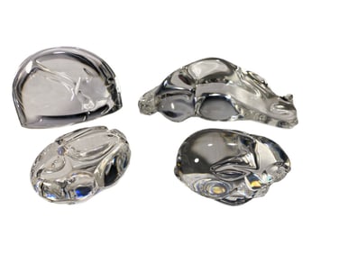 Steuben Crystal Animal Hand Coolers 4pc LOT