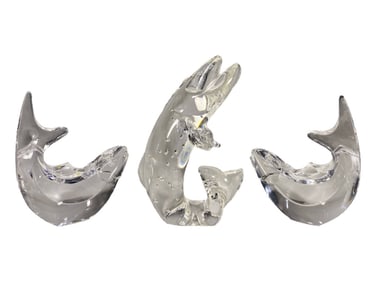 Steuben & Orrefors Fish Crystal Figurines 3pc LOT