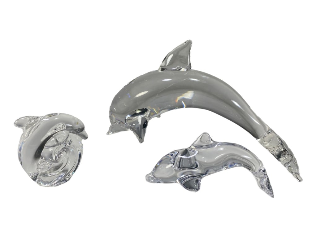 Steuben & Daum Crystal Dolphin Figurines 3pc LOT (1 of 9)