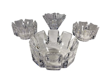 Orrefors Swedish Lead Crystal Bowls 4pc LOT SIGNED