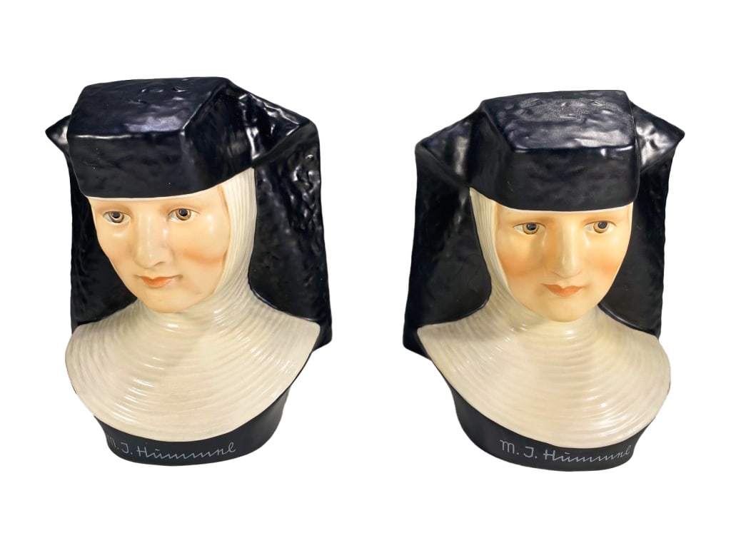 Goebel Pr of Porcelain Busts of Nuns in Habit LOT: Goebel, a matching pair of porcelain busts each depicting a nun in habit. Modeled in the style of the Sister Maria Innocentia Hummel. Issued as an exclusive special edition (No. 3), for members of the
