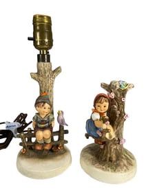 Pair of Goebel Hummel Porcelain Figural Lamps