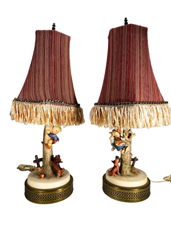 Hummel Goebel Germany Porcelain Table Lamps 2p LOT (1 of 6)