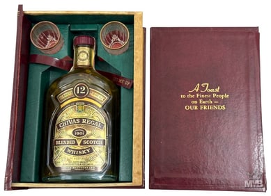 Chivas Regal 12yr Whisky & Glasses w/ Novelty Box
