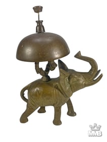 Vintage Solid Brass Elephant Countertop Ring Bell