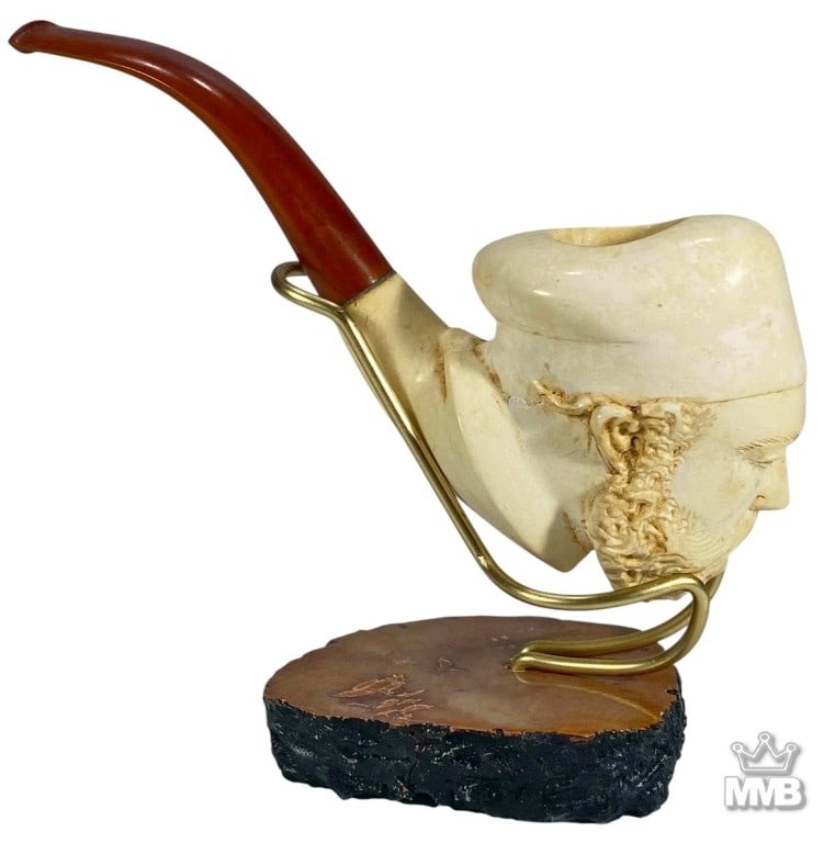 Carved Meerschaum Pipe of a Turkish Man SIGNED (1 of 7)