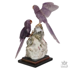 Peter Muller Amethyst Macaw Parrot Mates Sculpture