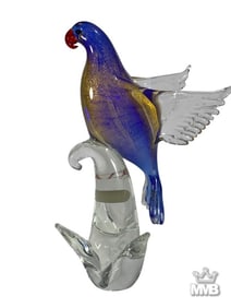 Oggetti Italian Murano Art Glass Parrot Figurine