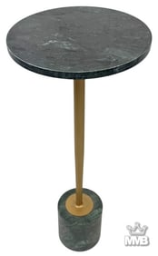 Mid-Century Modern Green Marble Brass Accent Table