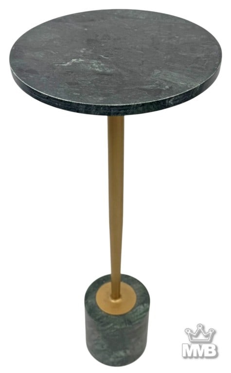 Mid-Century Modern Green Marble Brass Accent Table (1 of 9)