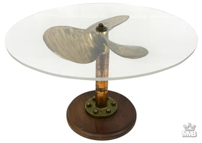 Mid-Century Brass Propeller & Lucite Coffee Table
