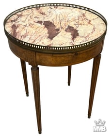 Louis XVI Style Marble-Top Table w/ Brass Gallery