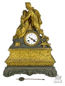 Antique 19th C. French Gilt Bronze Mantel Clock
