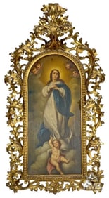 18th/19th C. Religious Mary Oil Painting on Canvas