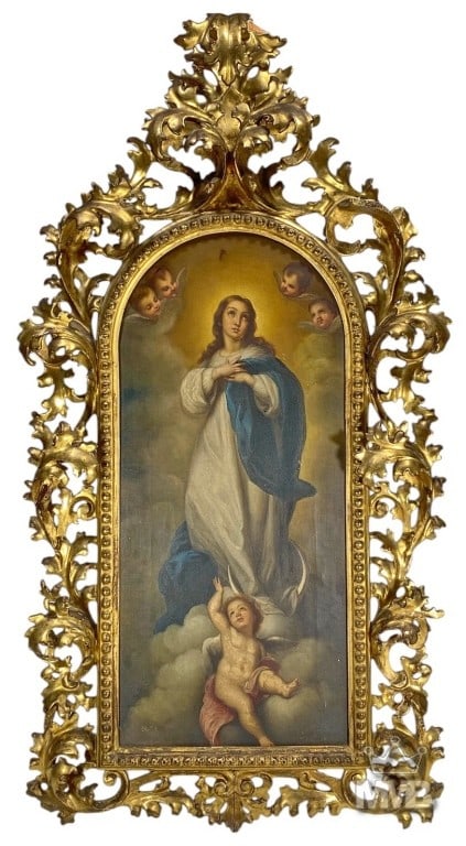 18th/19th C. Religious Mary Oil Painting on Canvas (1 of 9)