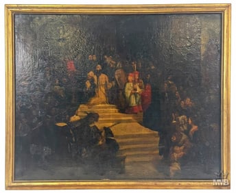 Antique Continental School Religious Oil Painting