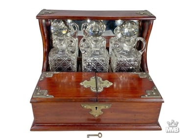 Antique Victorian Liquor Decanter Tantalus SET