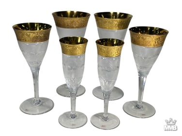 Moser Czech Rep Bohemian Gilt Glasses 6pc SET